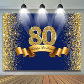 Glücklich 80 Geburtstag Gold Funkeln königlich Blau Hintergrund für Party
